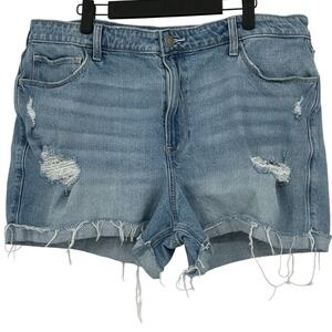 Hollister Ultra High-Rise Mom Shorts Size 16 W33 Light Wash Distressed Denim